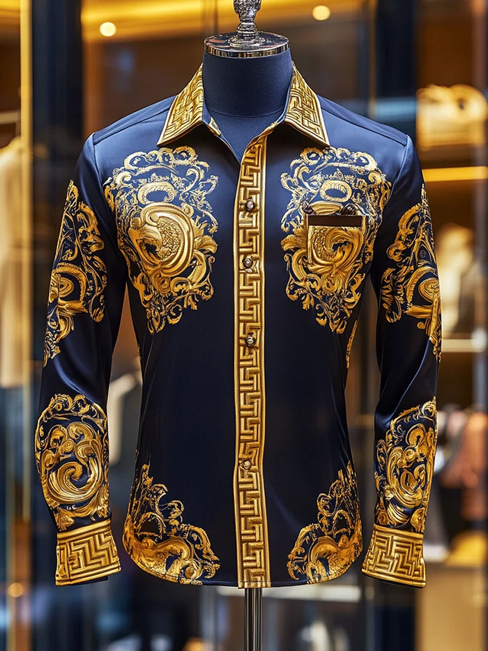 Men's Satin Luxe Long Sleeve Button Down Shirt