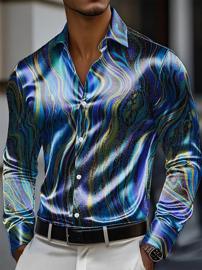 Men's Satin Luxe Long Sleeve Button Down Shirt