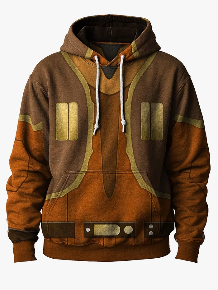 Men's Casual Planet Art Print Hoodie