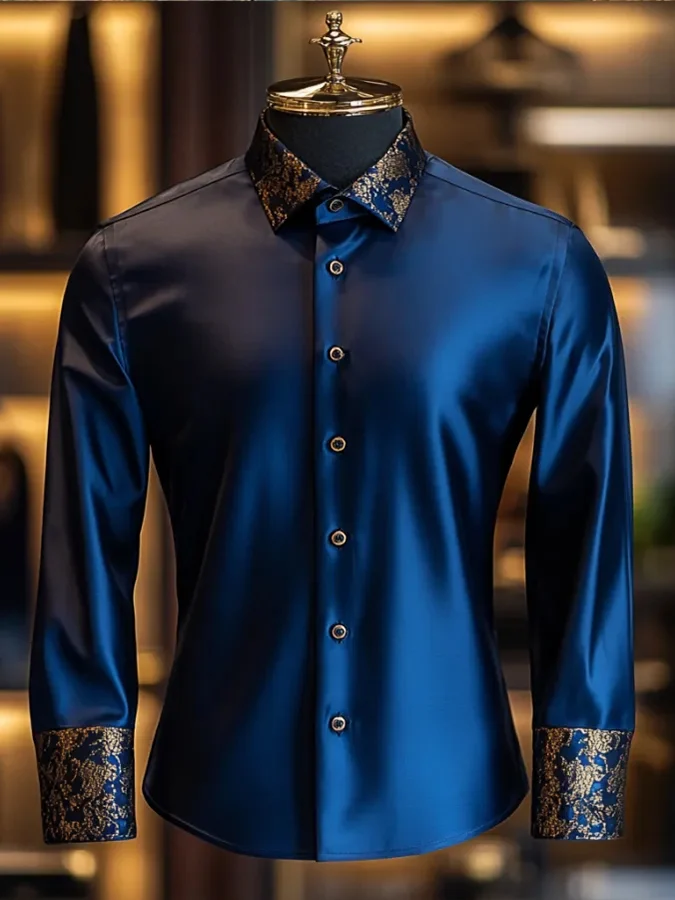 Men's Satin Luxe Long Sleeve Button Down Shirt