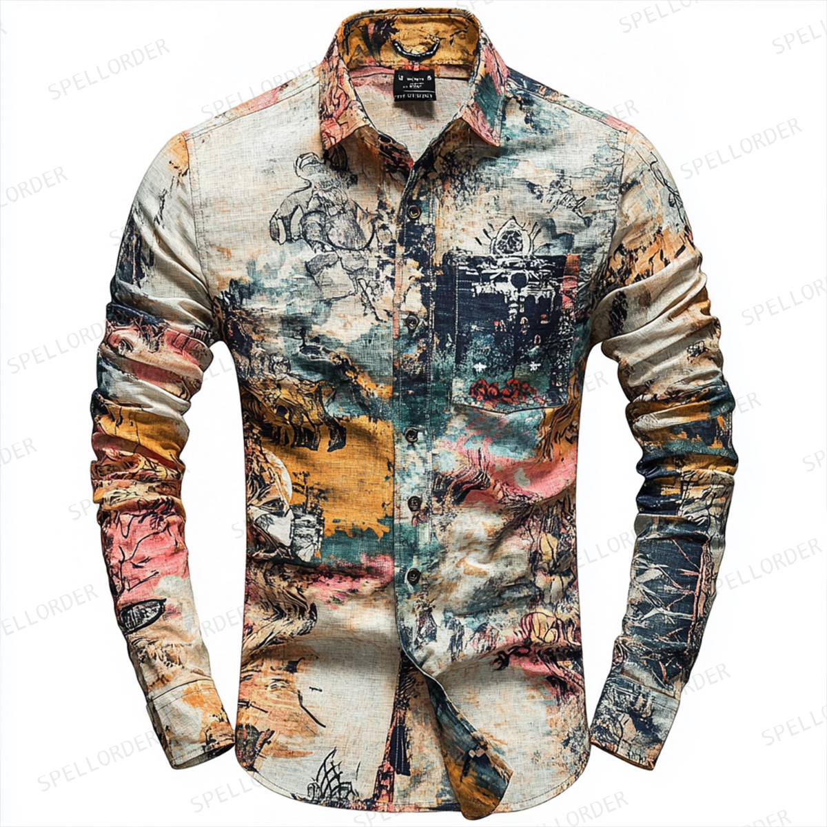 Business Casual Men's Spring Button Up Shirt Linen Cotton Long Sleeve Shirt