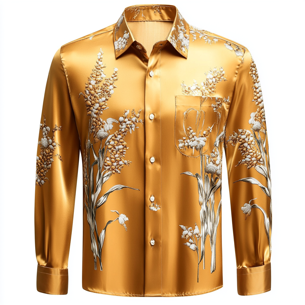 Modern men's silk shirt thanksgiving luxury  textured pattern