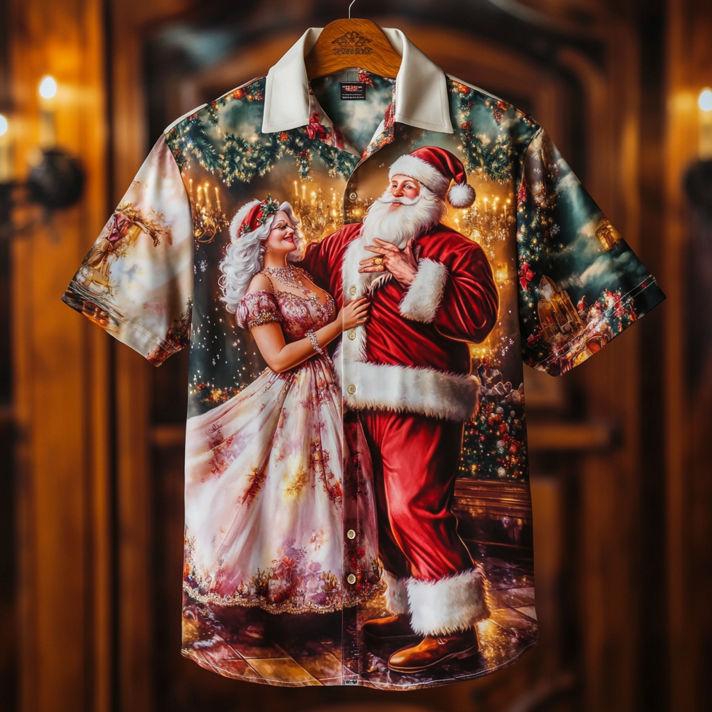 Men's Christmas  Luxury Casual vacation Short Sleeve Shirt 