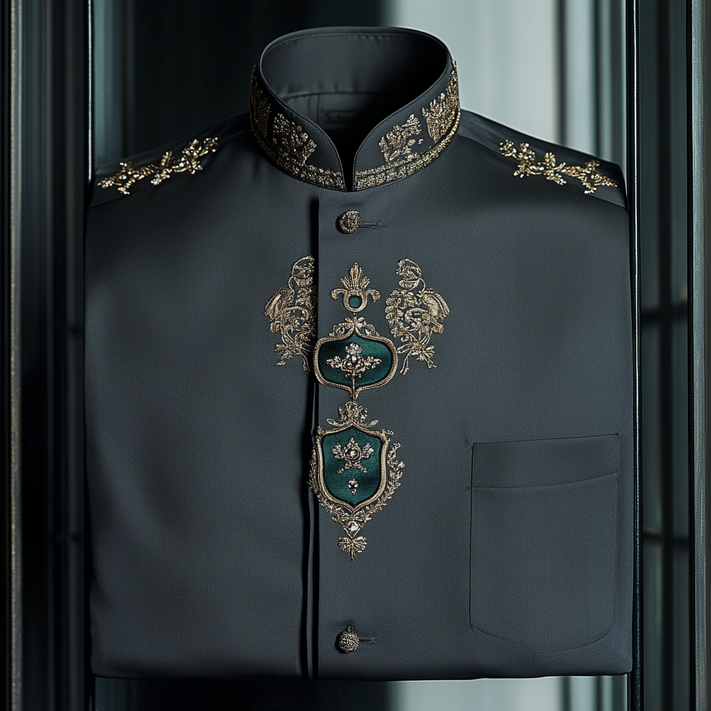 Luxurious and high-end Men's stand collar shirt floral patterns impeccable craftsmanship business leisure vacation long sleeve shirt