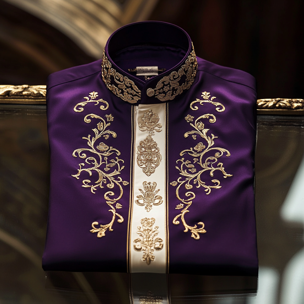 Luxurious and high-end Men's stand collar shirt floral patterns impeccable craftsmanship business leisure vacation long sleeve shirt