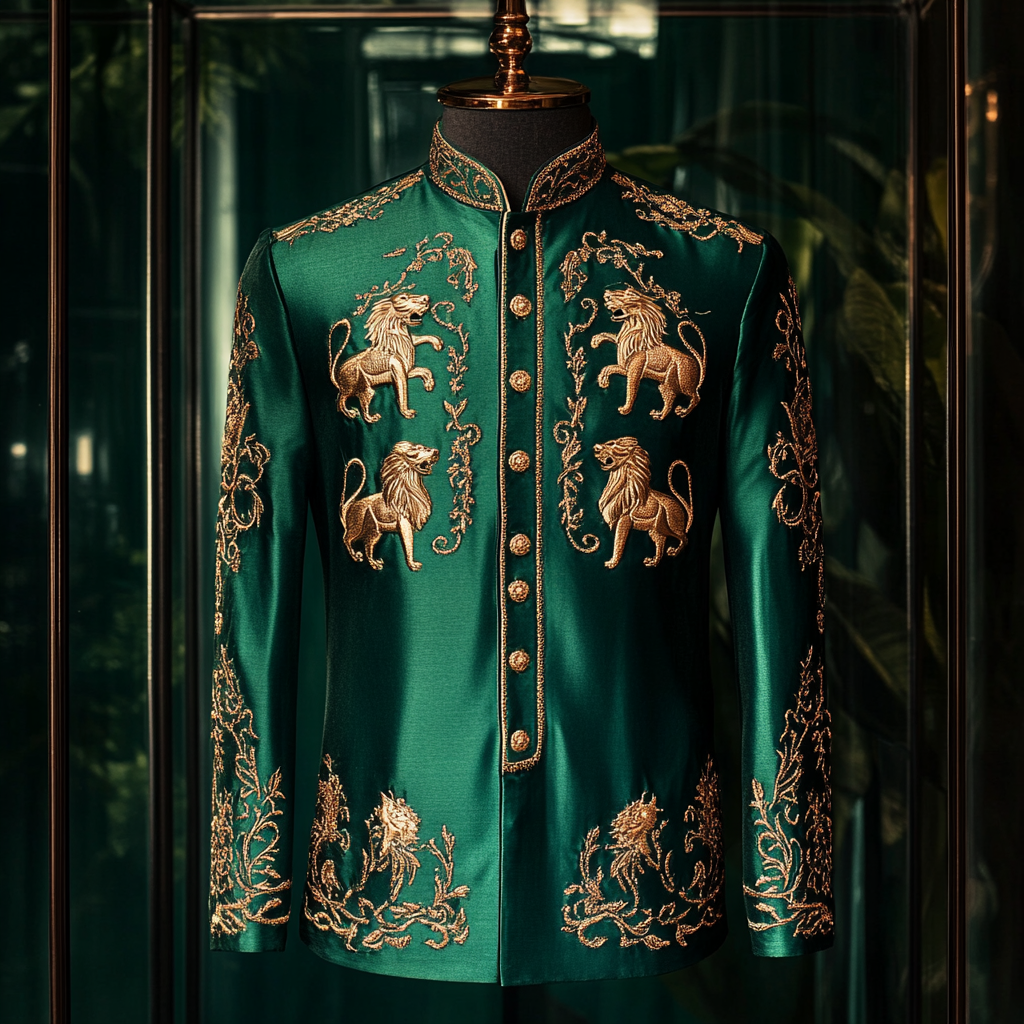 Luxurious and high-end Men's stand collar shirt floral patterns impeccable craftsmanship business leisure vacation long sleeve shirt