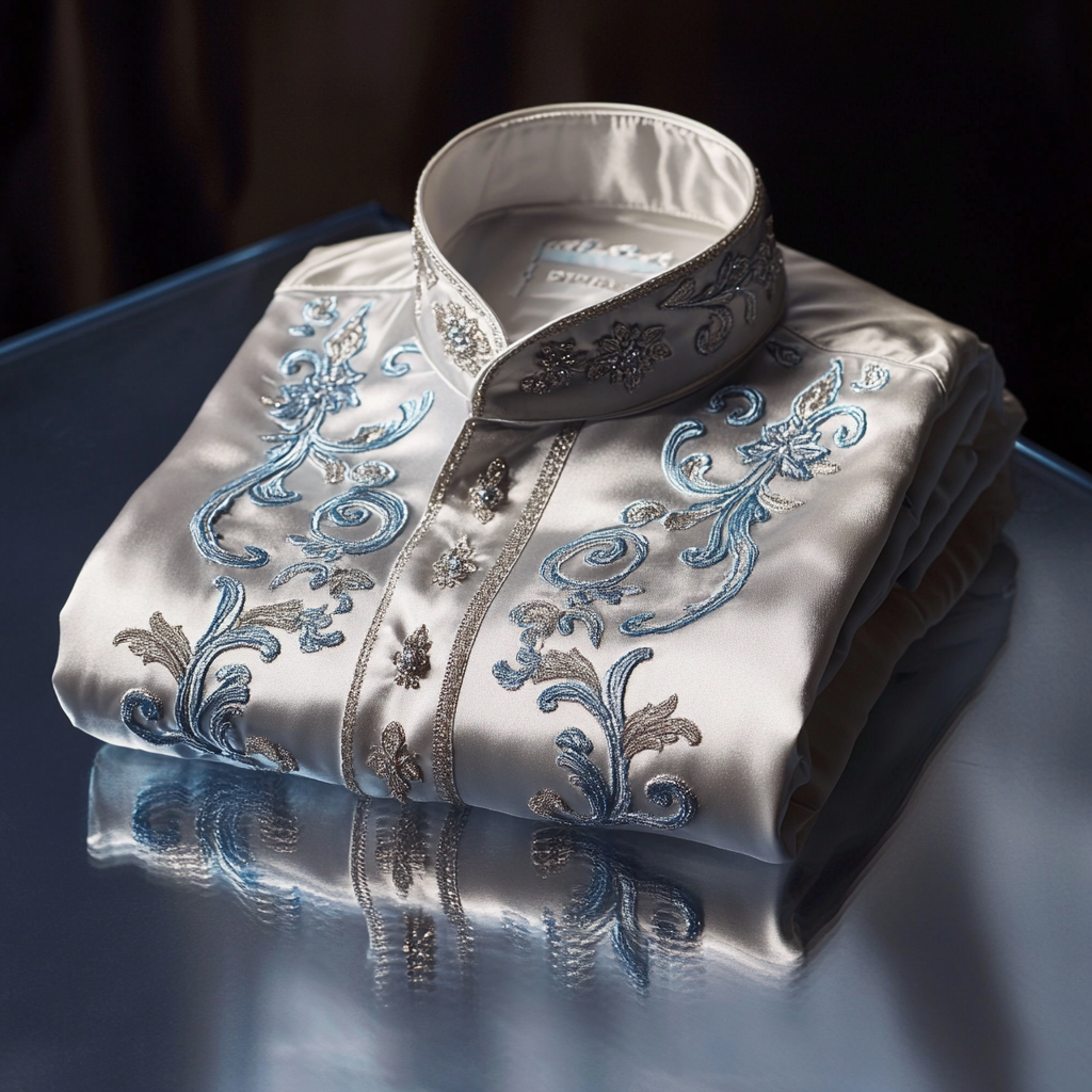 Luxurious and high-end Men's stand collar shirt floral patterns impeccable craftsmanship business leisure vacation long sleeve shirt