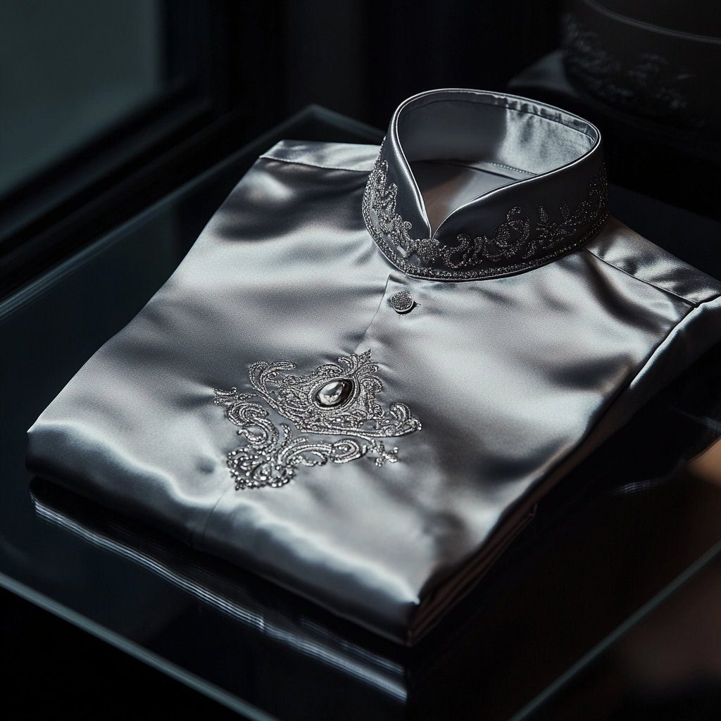 Luxurious and high-end Men's stand collar shirt floral patterns impeccable craftsmanship business leisure vacation long sleeve shirt