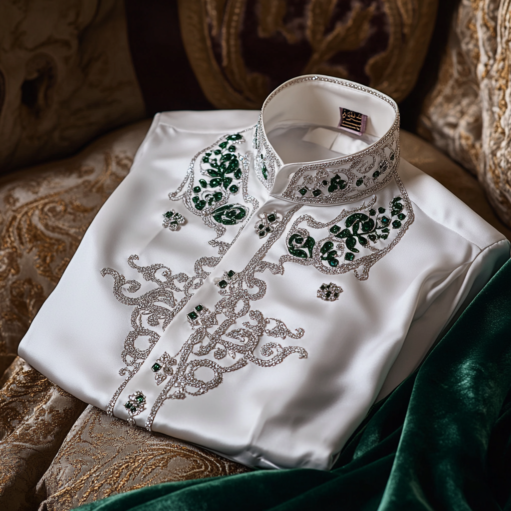 Luxurious and high-end Men's stand collar shirt floral patterns impeccable craftsmanship business leisure vacation long sleeve shirt