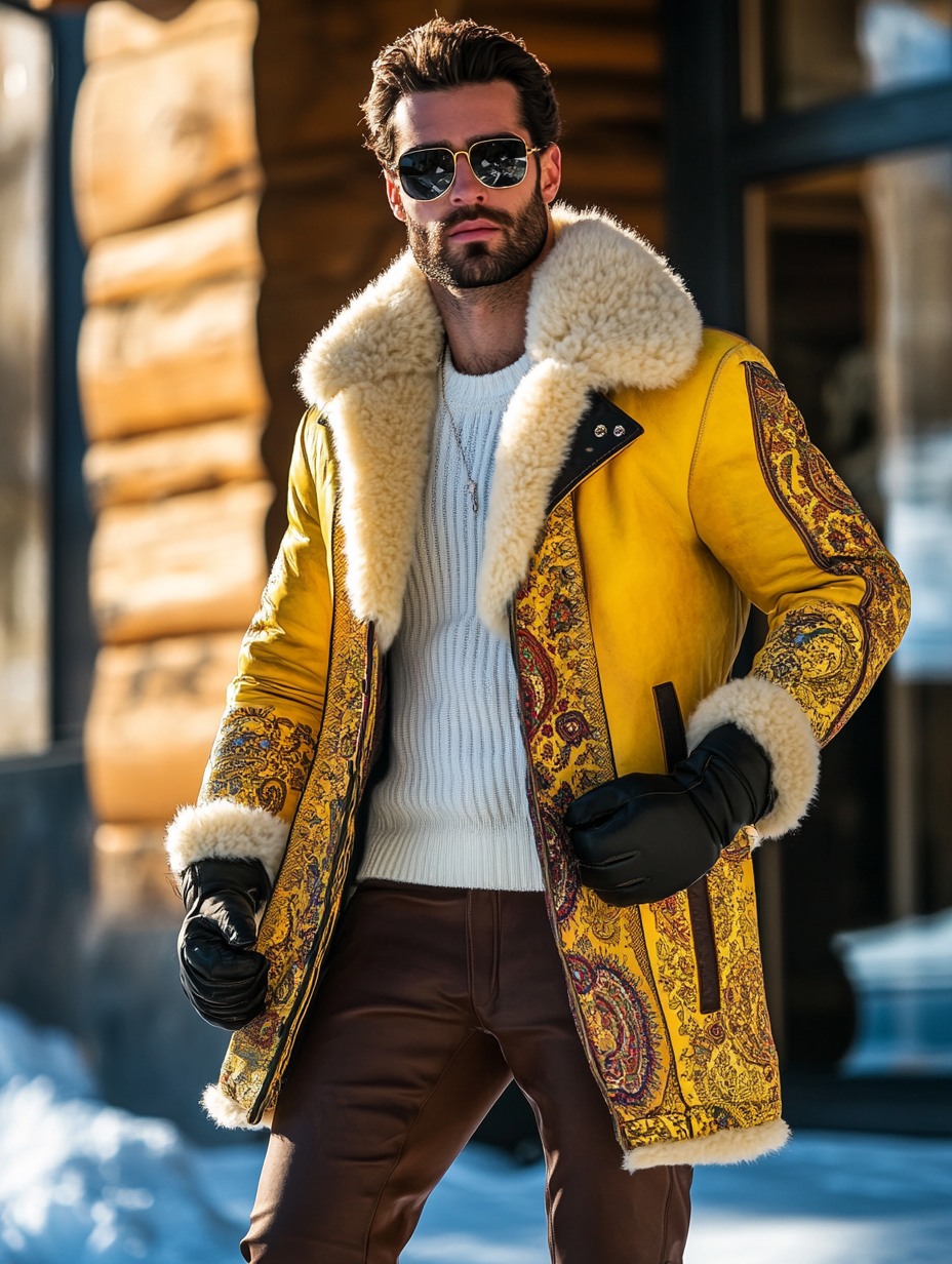 Men's street outdoor winter warm casual fashion lamb velvet collar coat jacket coat