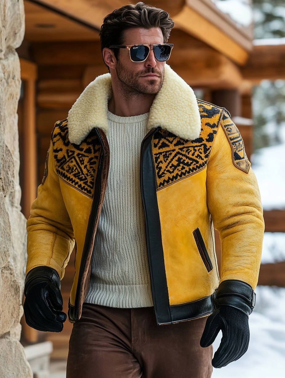 Men's street outdoor winter warm casual fashion lamb velvet collar coat jacket coat