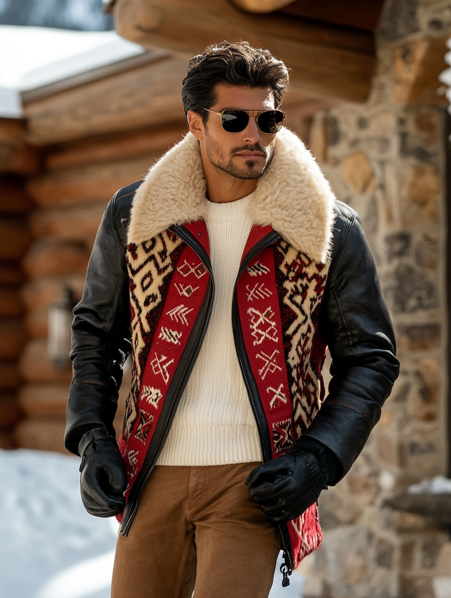 Men's street outdoor winter warm casual fashion lamb velvet collar coat jacket coat