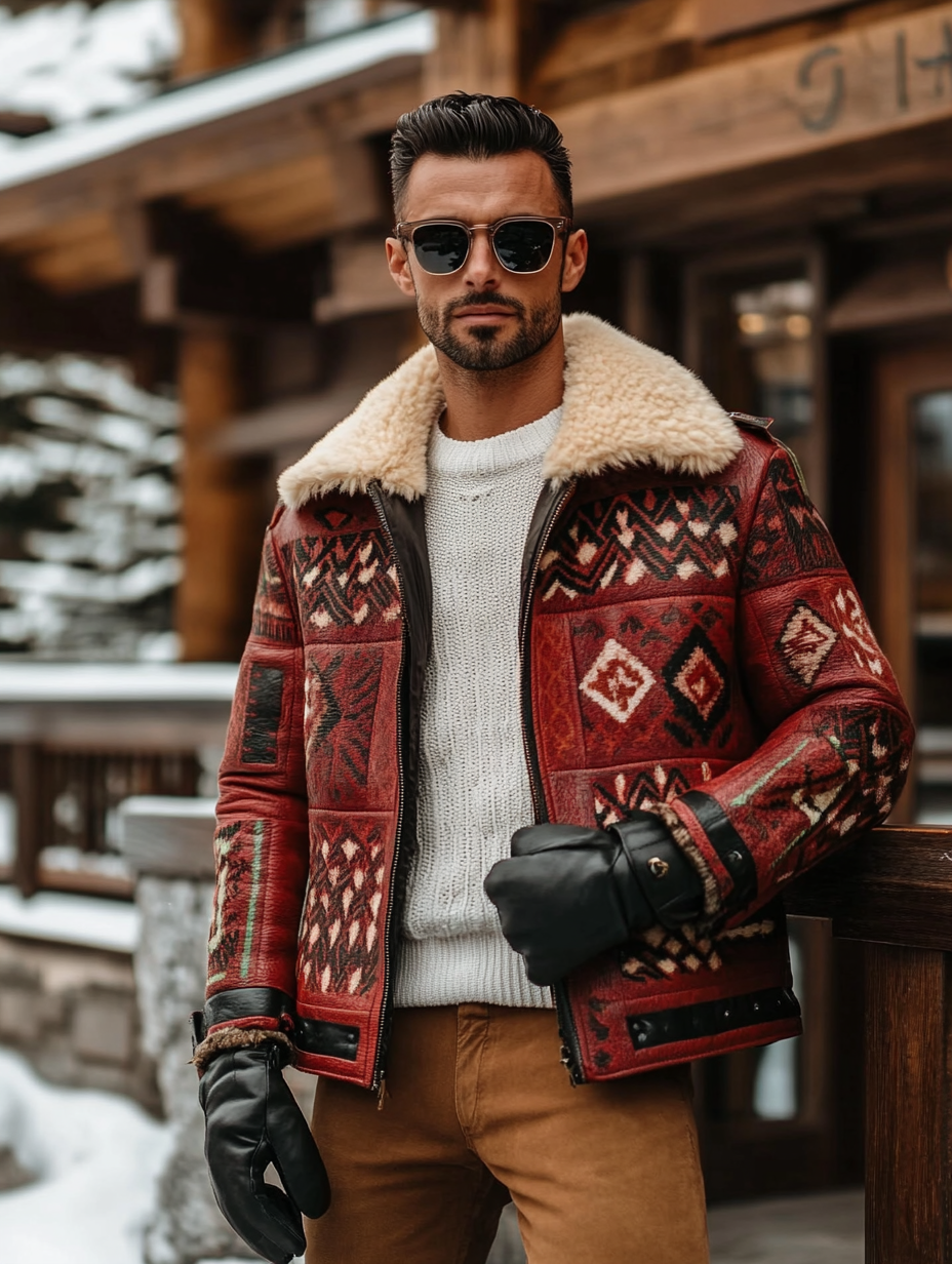 Men's street outdoor winter warm casual fashion lamb velvet collar coat jacket coat