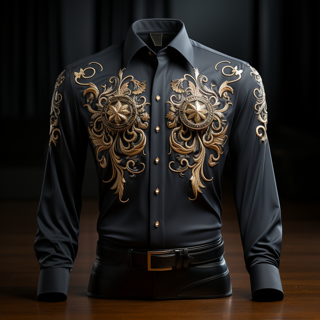 Unique western-inspired men’s luxurious silk long sleeve shirt