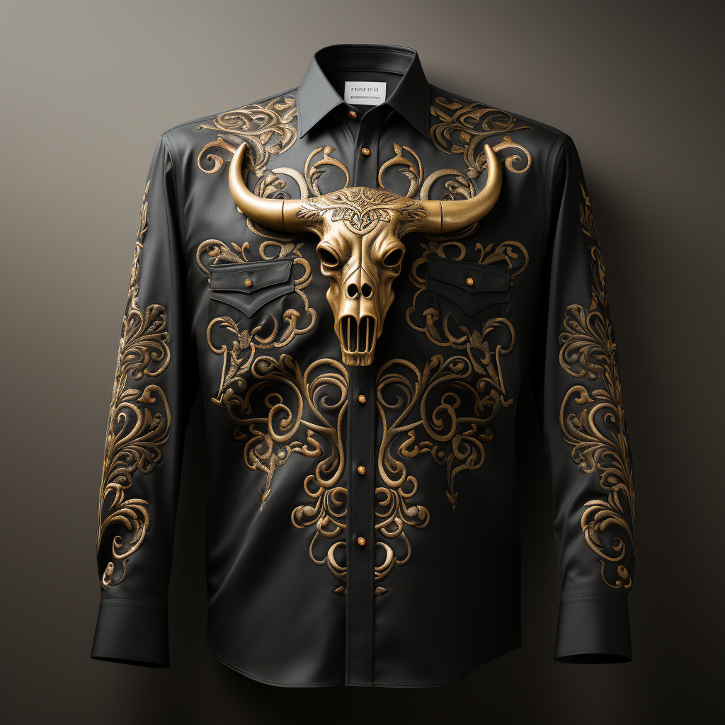 Unique western-inspired men’s luxurious silk long sleeve shirt