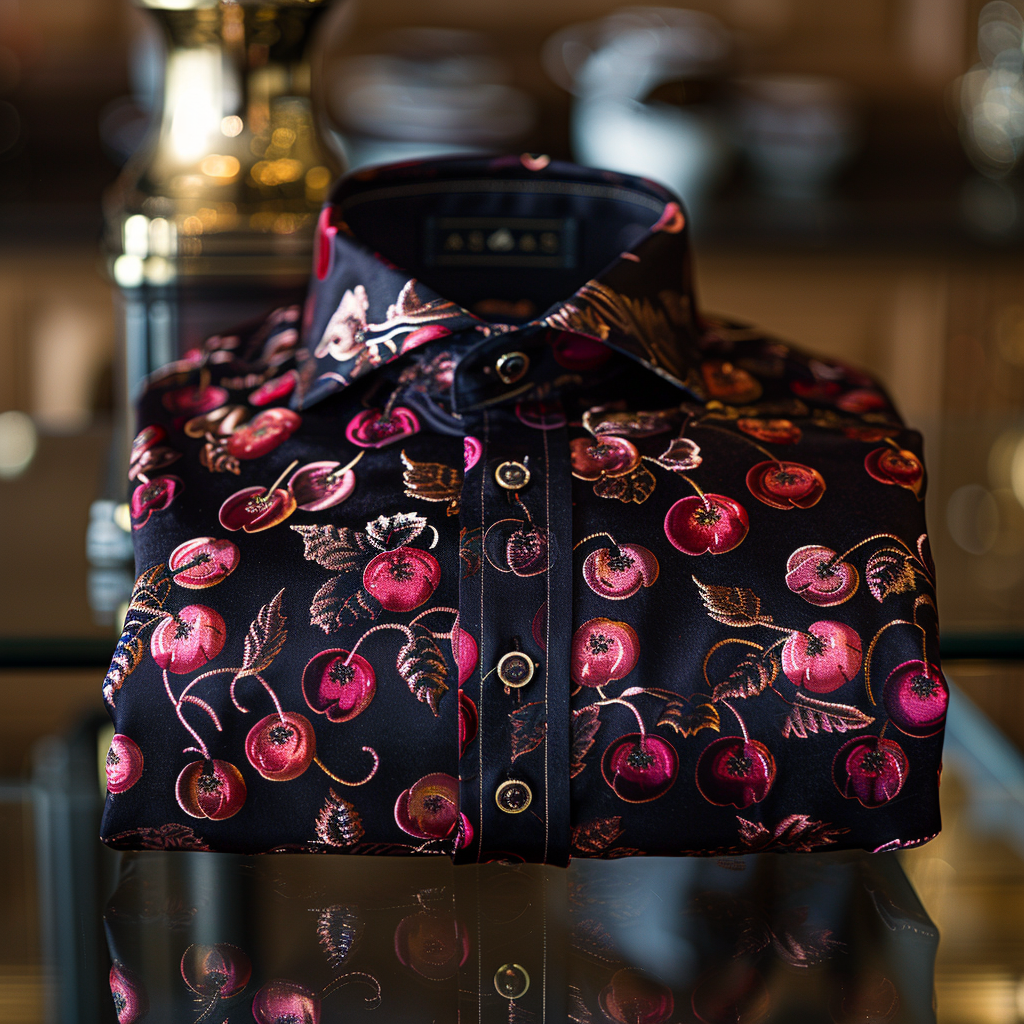 Modern men's silk shirt thanksgiving luxury  textured pattern