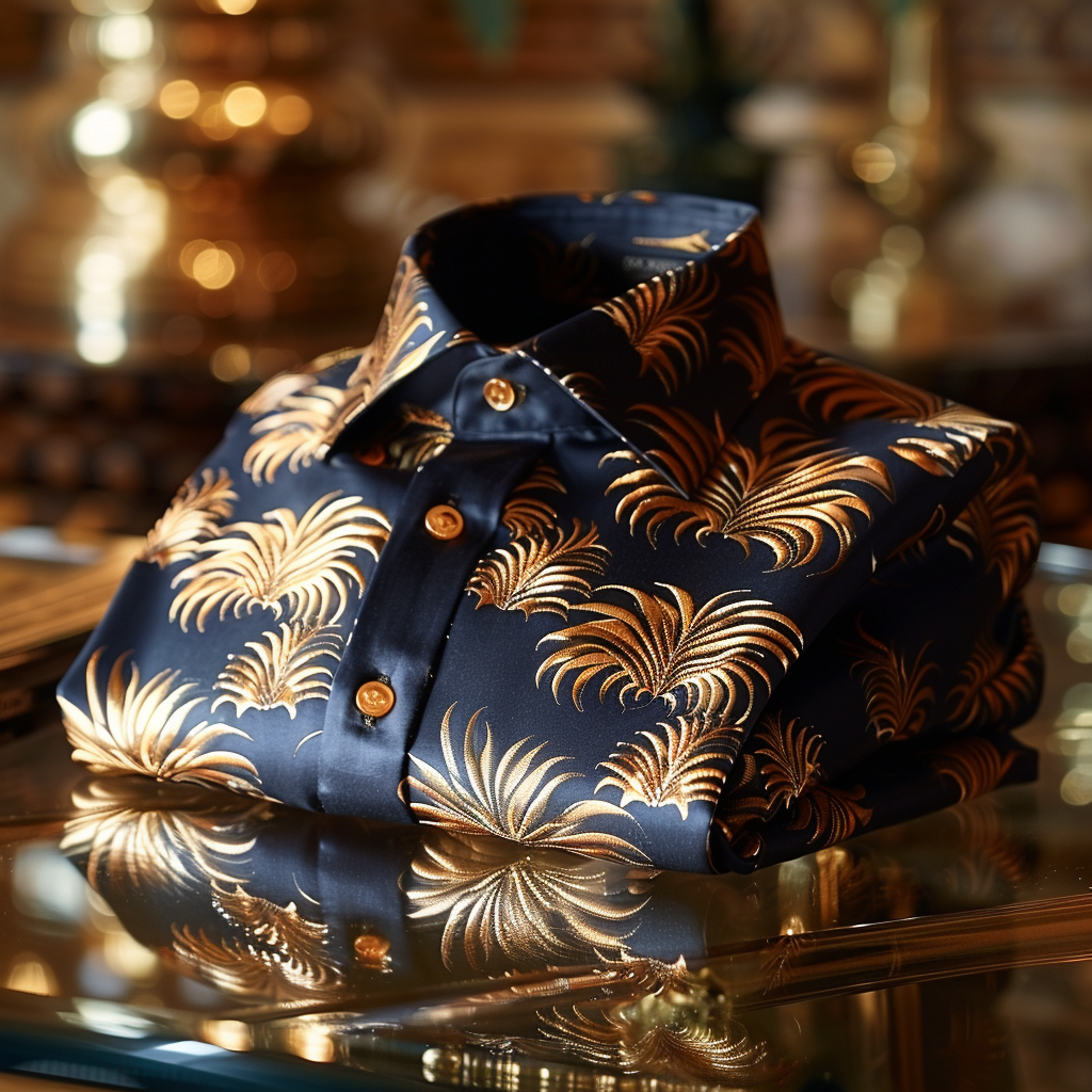 Modern men's silk shirt thanksgiving luxury  textured pattern