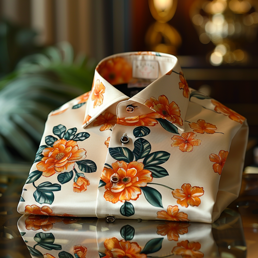 Modern men's silk shirt thanksgiving luxury  textured pattern