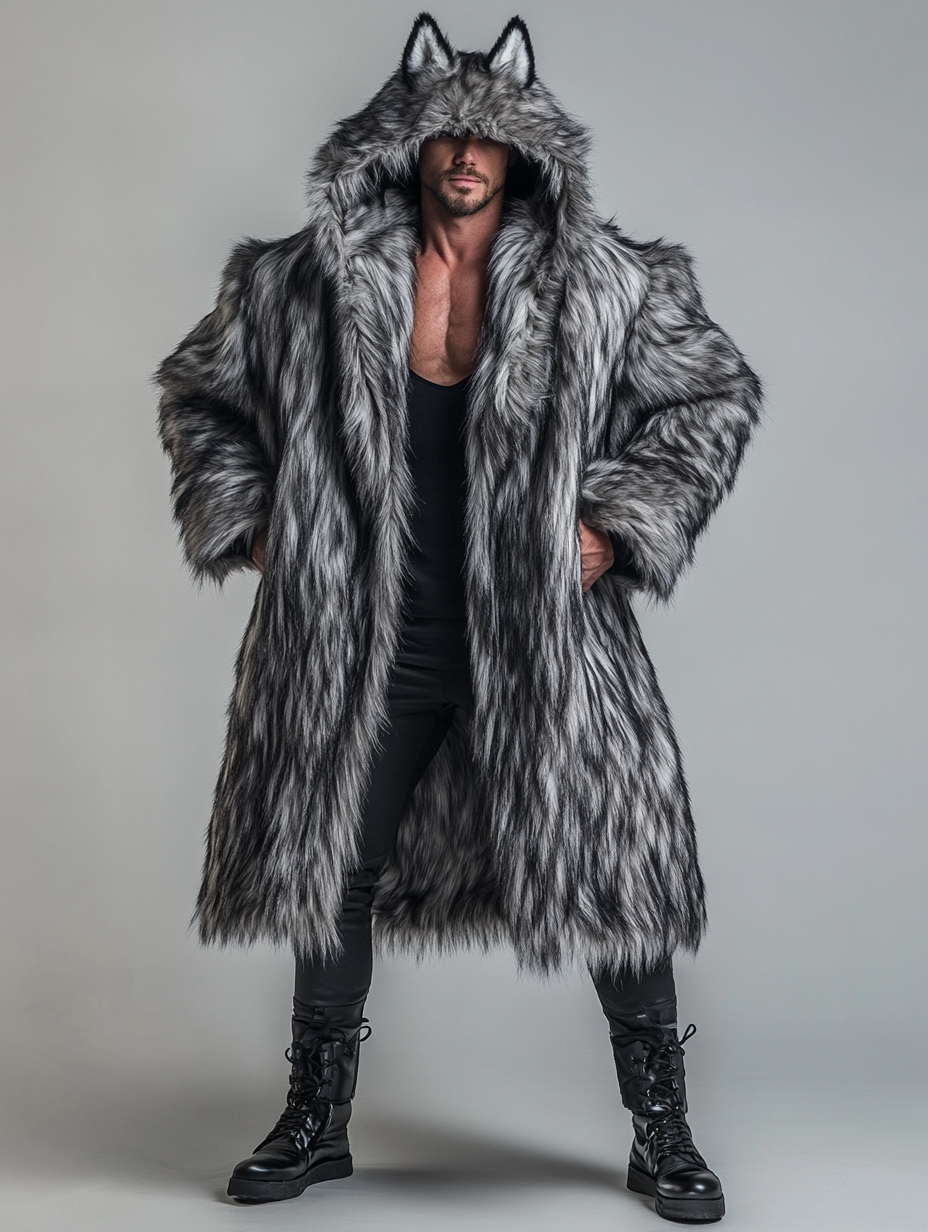  Men's Winter Fashion  Casual Outdoor Fur Coat Jacket  