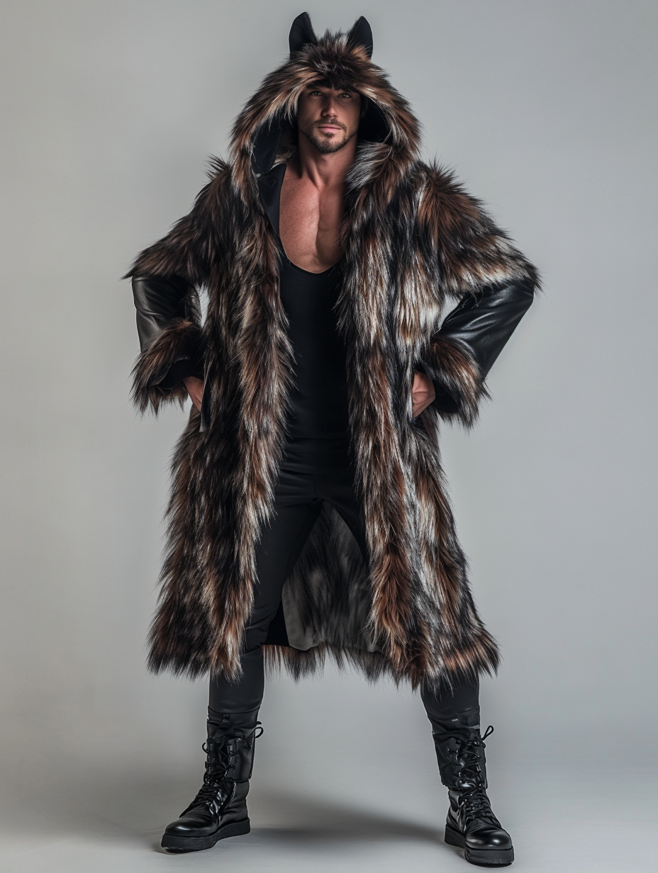 Men's Winter Fashion  Casual Outdoor Fur Coat Jacket  