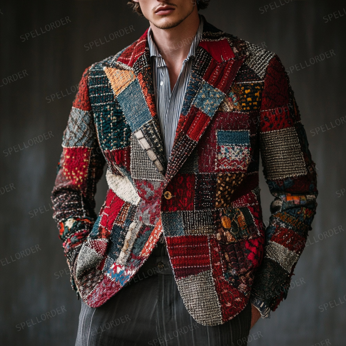 Men's Luxury Embroidery  Business Casual Fashion Blazer Jacket Suit  Jacke Anzug