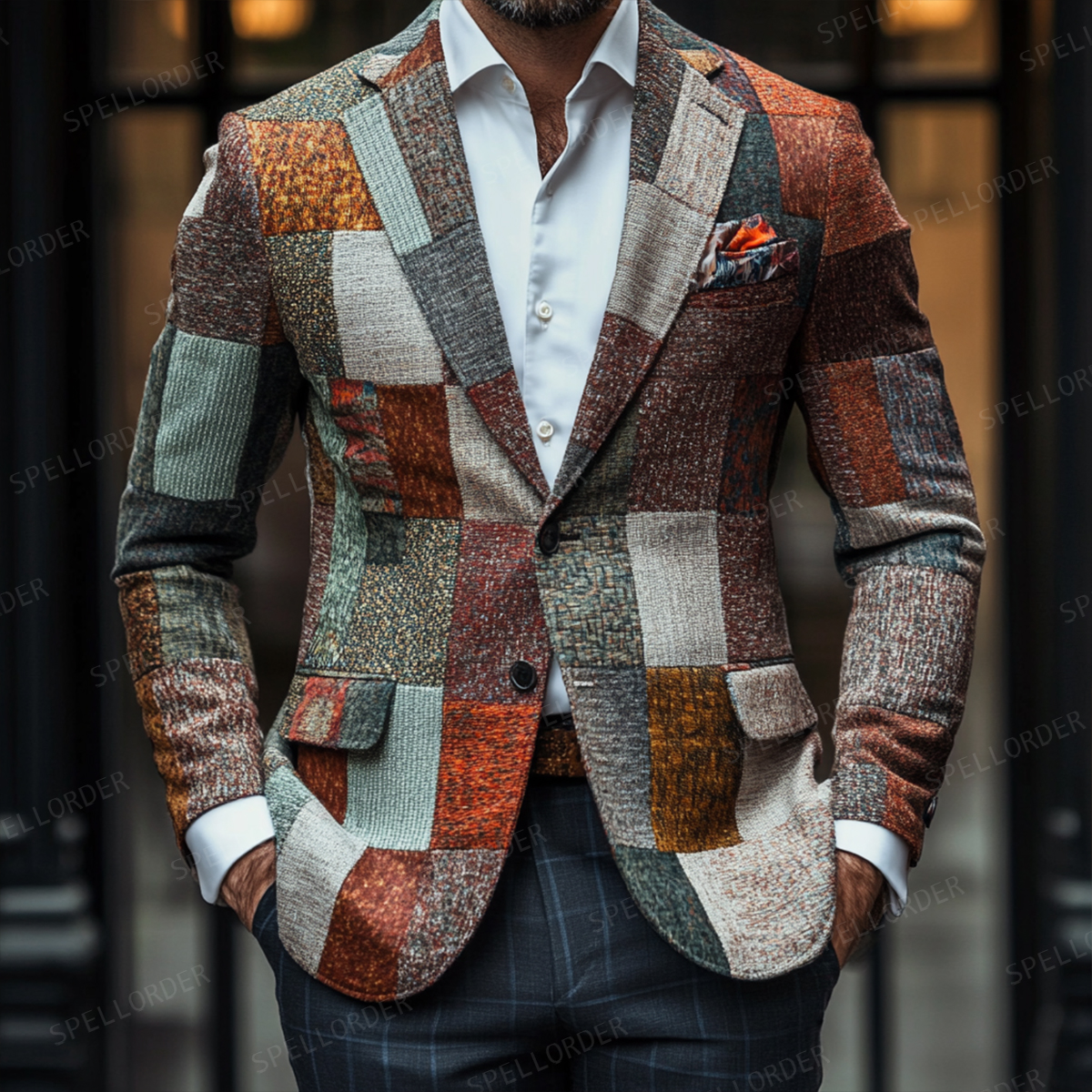 Men's Luxury Embroidery  Business Casual Fashion Blazer Jacket Suit  Jacke Anzug