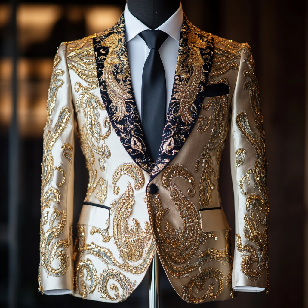 Men's Luxury Embroidery  Business Casual Fashion Blazer Jacket Suit  Jacke Anzug