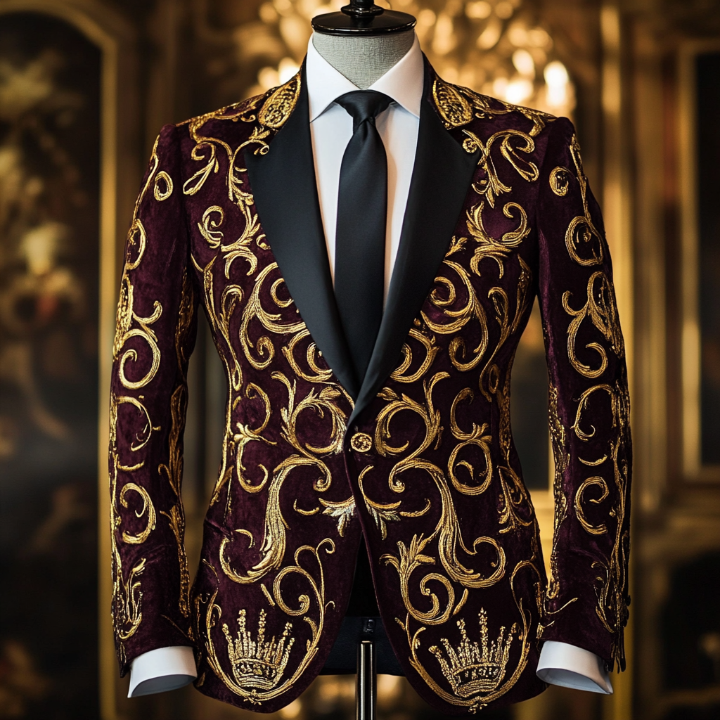 Men's Luxury Embroidery  Business Casual Fashion Blazer Jacket Suit  Jacke Anzug