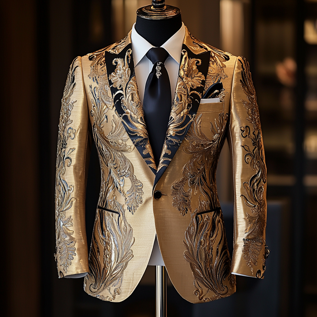 Men's Luxury Embroidery  Business Casual Fashion Blazer Jacket Suit  Jacke Anzug