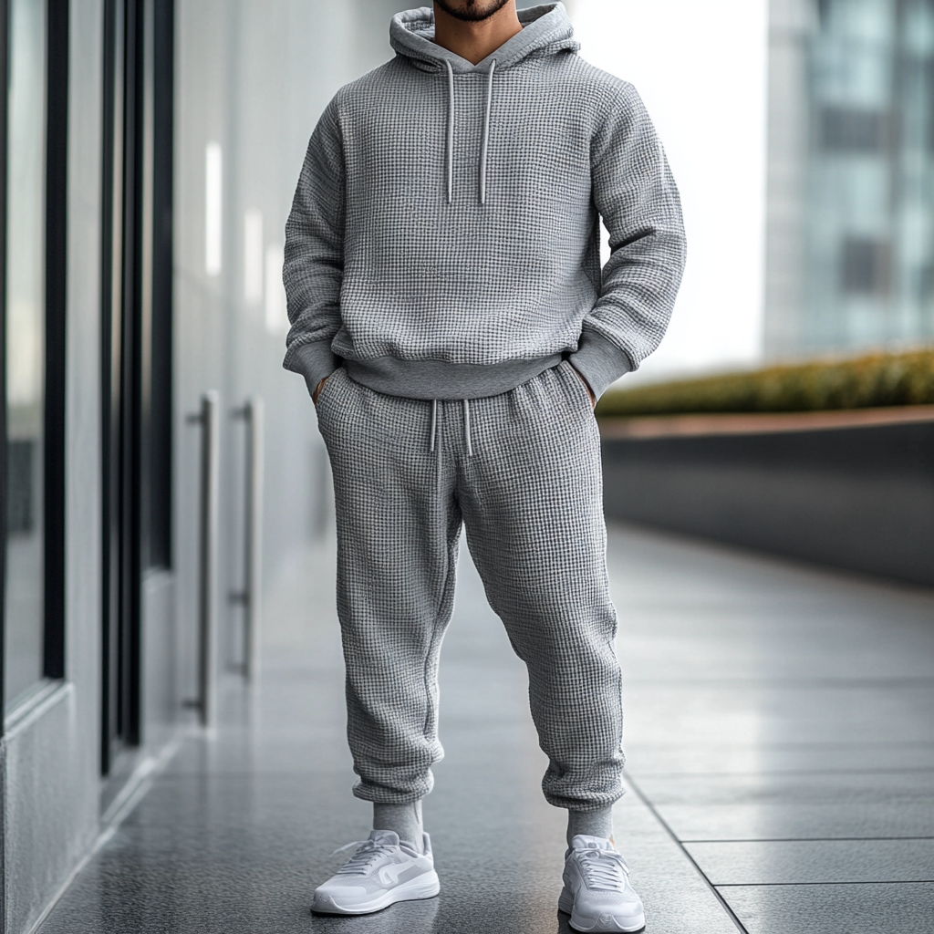 Premium Men's Waffle Knit Sportswear Set - Breathable, Comfortable, and Stylish for Active Days Two Piece Set