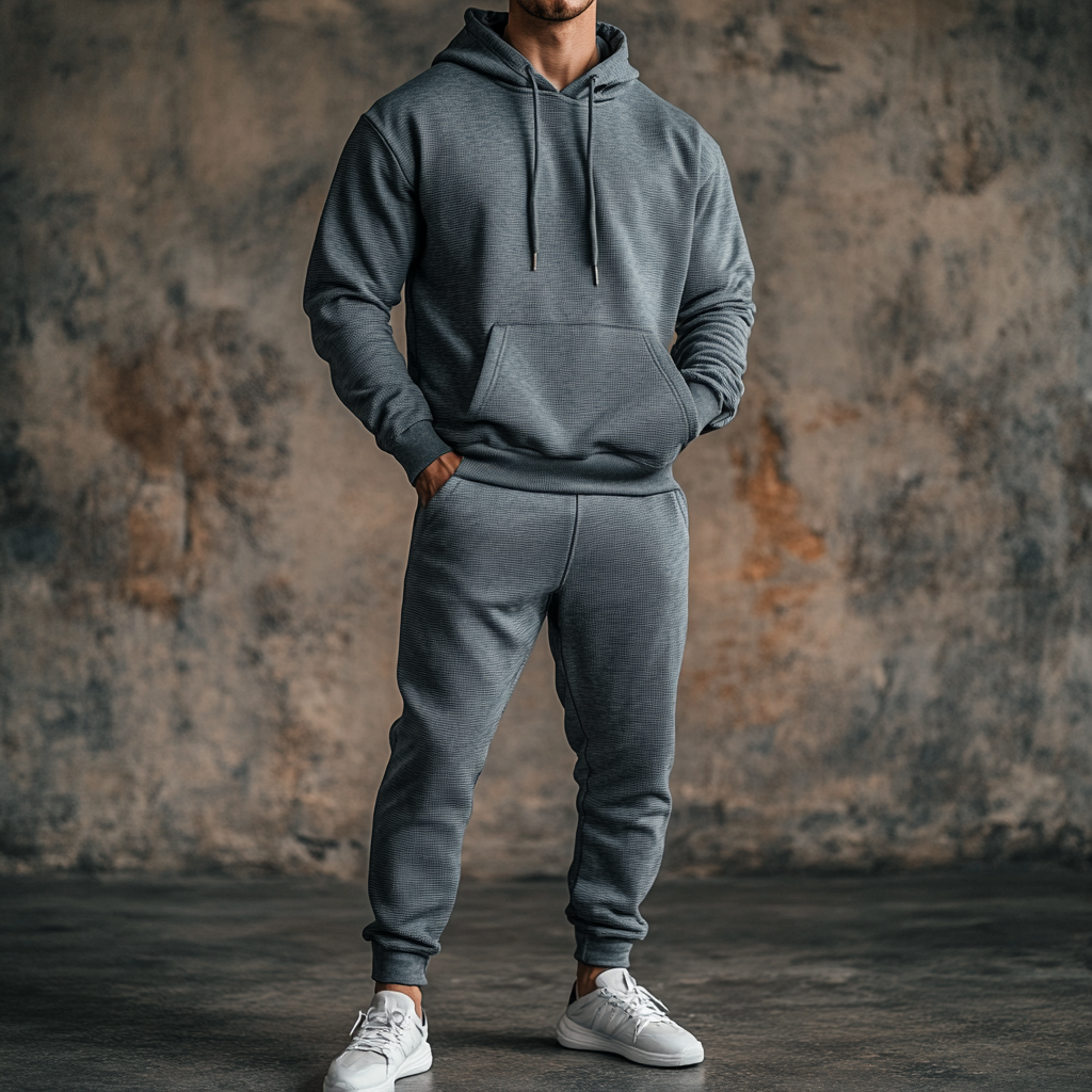 Men's  perfect fit casual  long sleeve sports suit hoodies jacket set two piece set