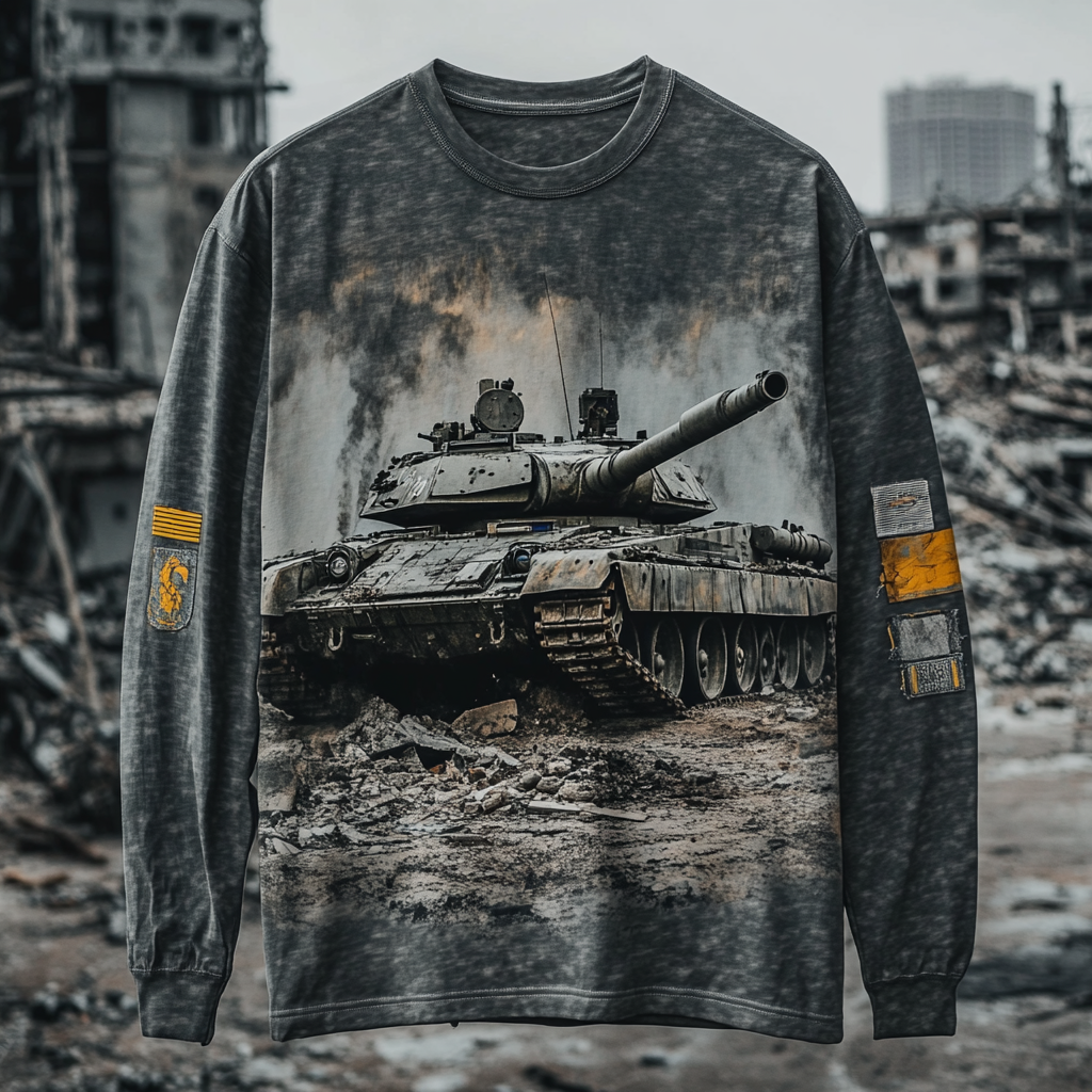 2025 new military design fashion style skull long sleeve shirt