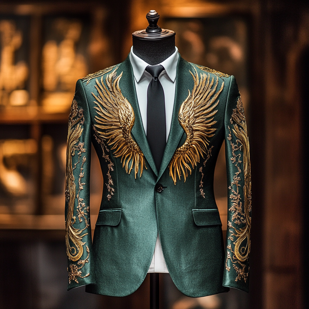 Men's Luxury Embroidery  Business Casual Fashion Blazer Jacket Suit  Jacke Anzug