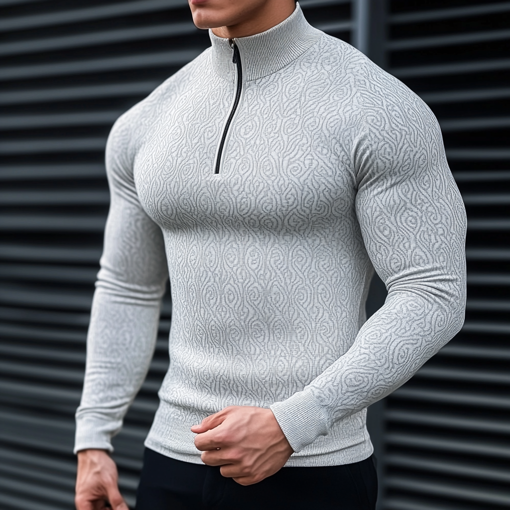 Perfect fashion comfort slim-fit top  high-neck half-zip jacket sweatshirt outdoor daily sports  waffle polo pullover shirt 