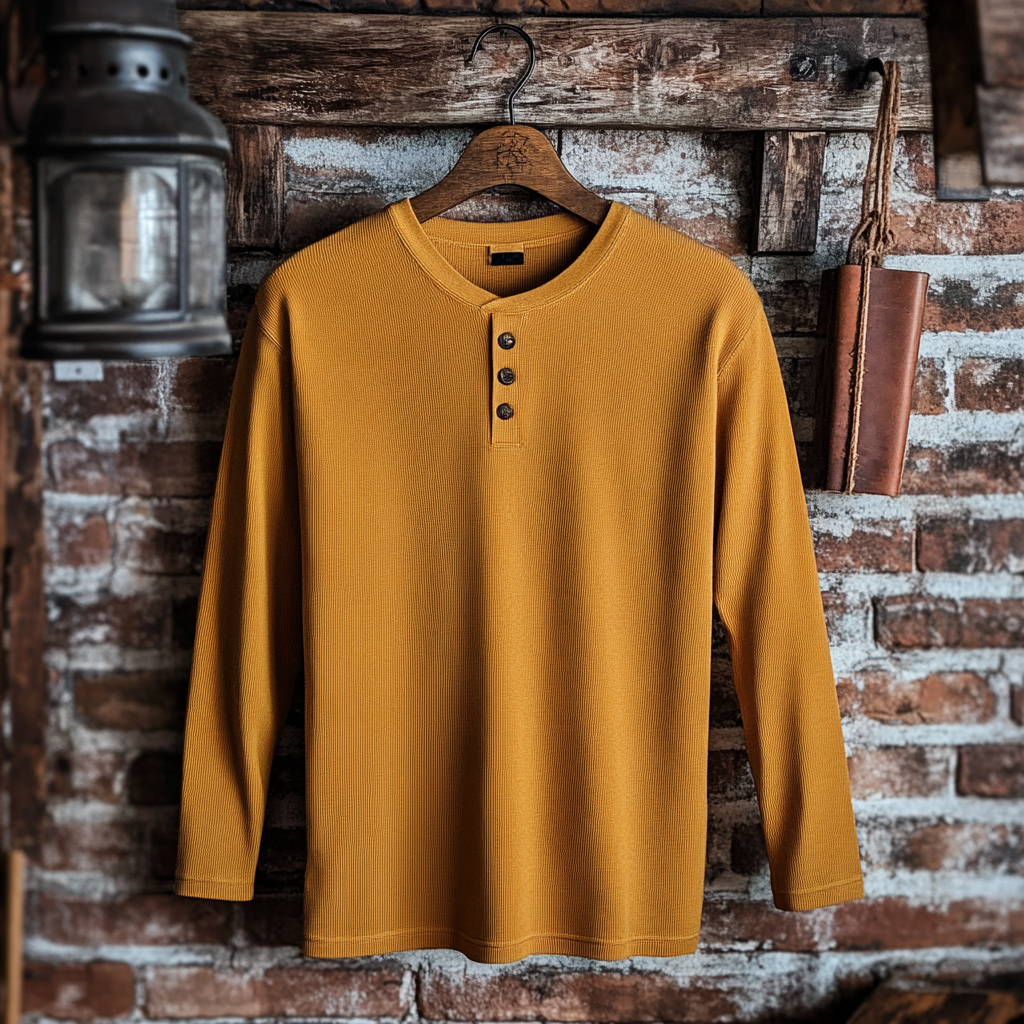 Exclusive Design Henley Shirt Long Sleeve Shirt