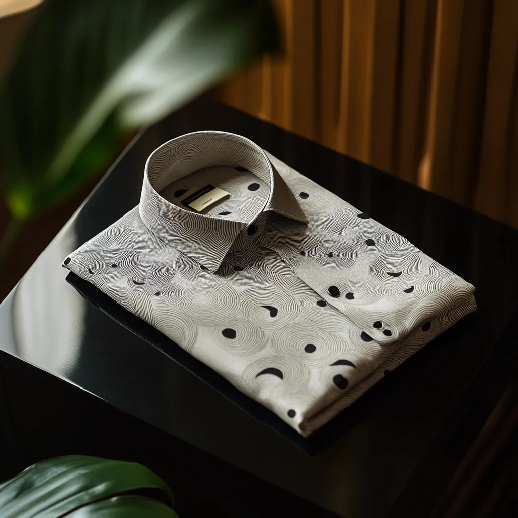 High Elasticity Soft Unique Men's Satin Luxe Print Short Sleeve Button Shirt