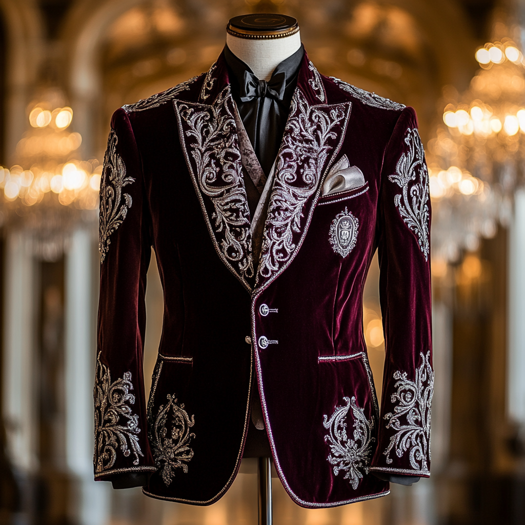 Royal high-end luxury embroidered business casual fashion blazer suit