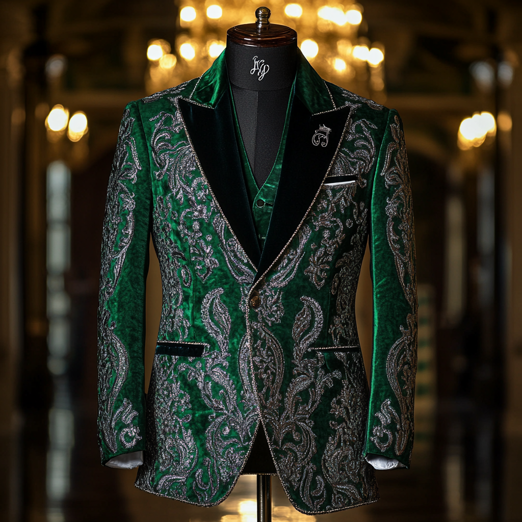 Royal high-end luxury embroidered business casual fashion blazer suit