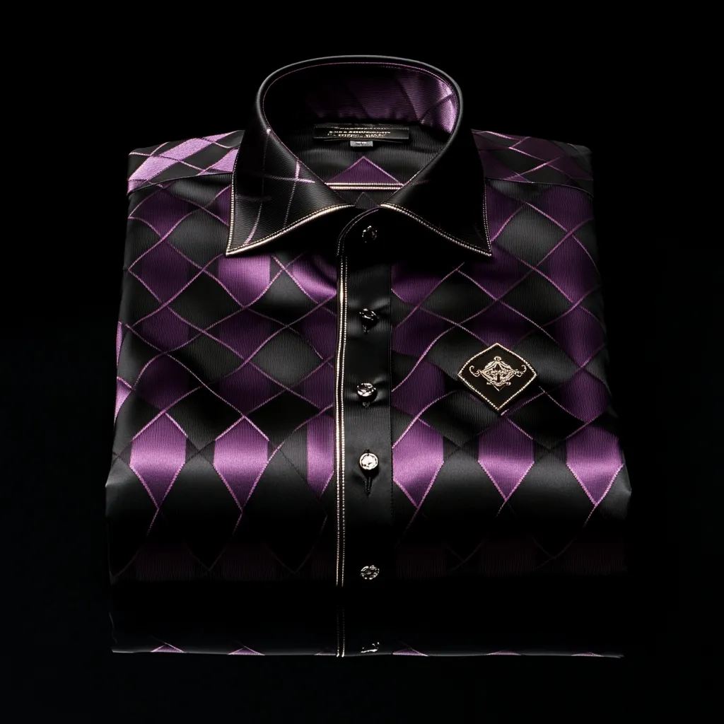 High Elasticity Soft Unique Men's Satin Luxe Print Short Sleeve Button Shirt