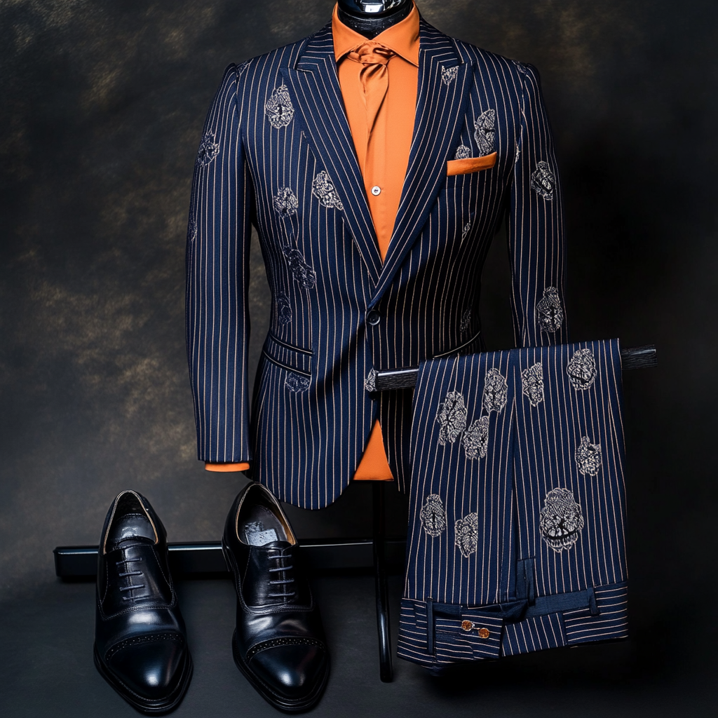 Men's Luxury Embroidery  Business Casual Fashion Blazer Jacket Suit  Jacke Anzug