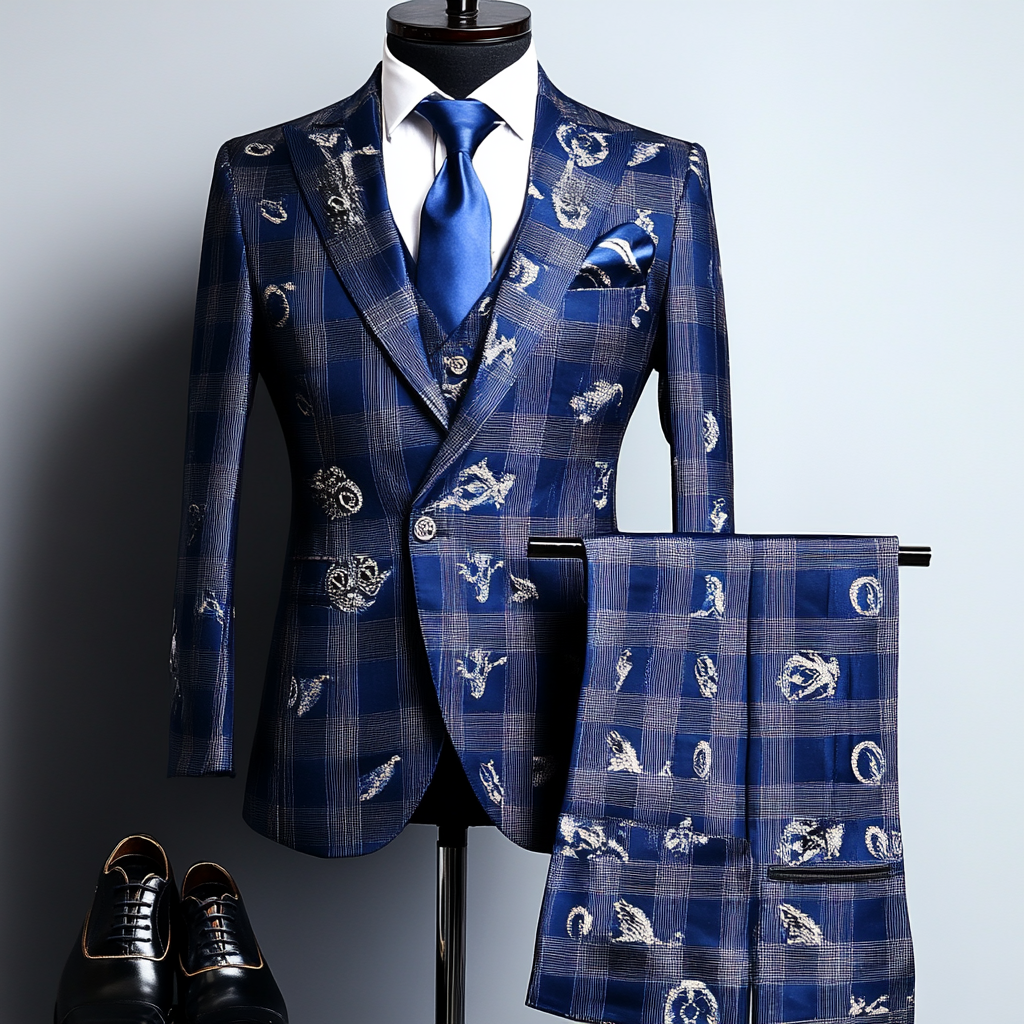 Men's Luxury Embroidery  Business Casual Fashion Blazer Jacket Suit  Jacke Anzug