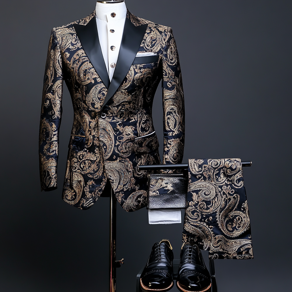 Men's Luxury Embroidery  Business Casual Fashion Blazer Jacket Suit  Jacke Anzug