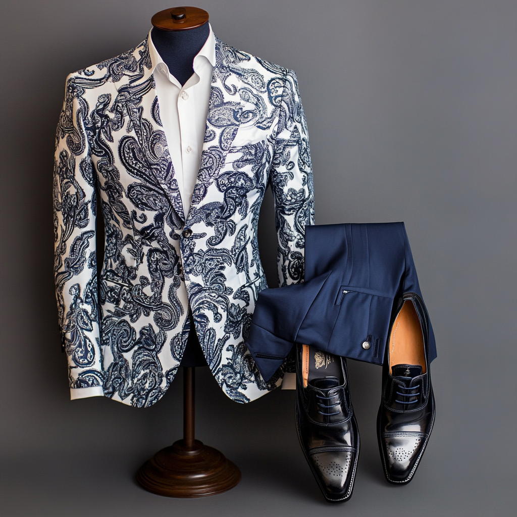 Men's Luxury Embroidery  Business Casual Fashion Blazer Jacket Suit  Jacke Anzug