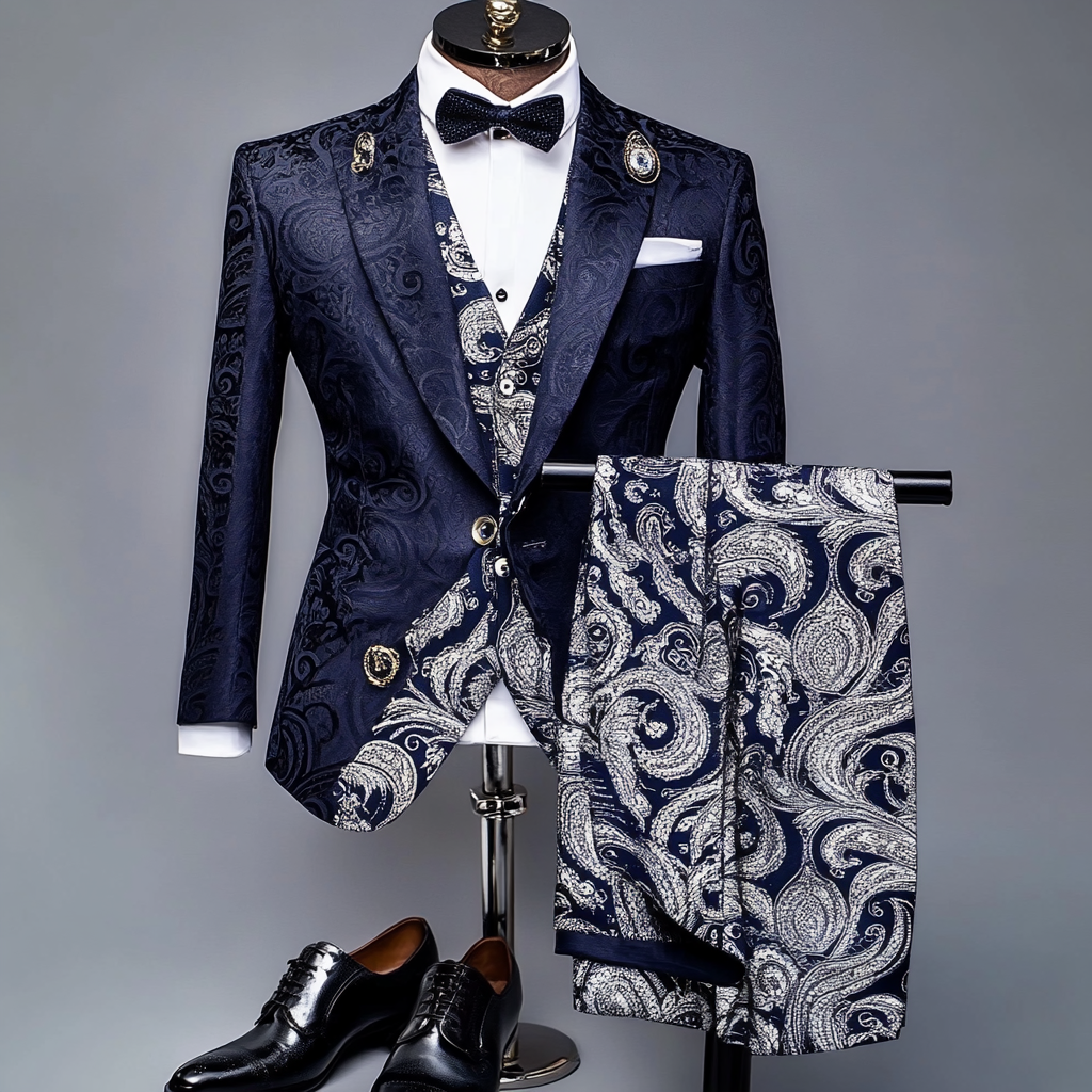 Men's Luxury Embroidery  Business Casual Fashion Blazer Jacket Suit  Jacke Anzug