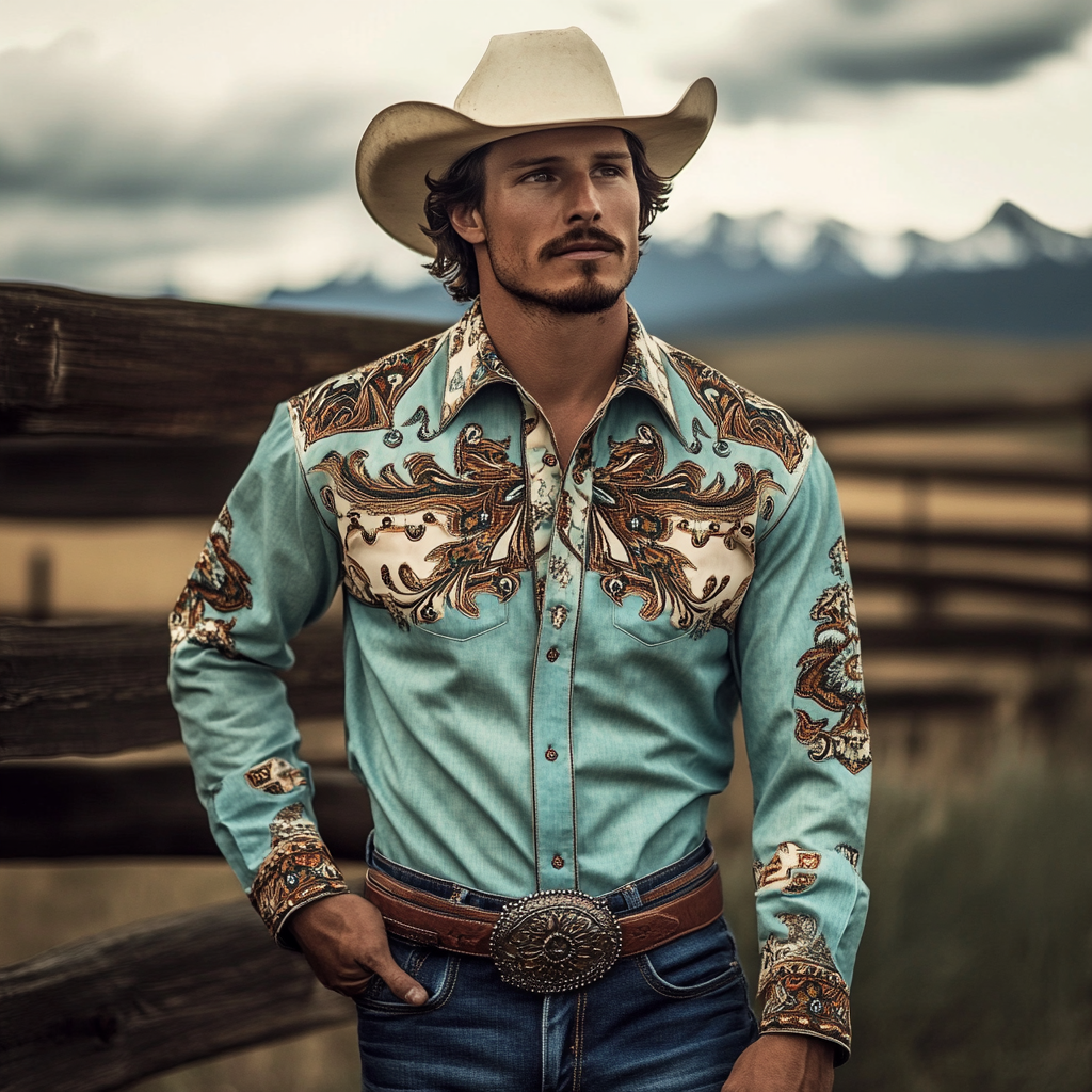 Retro American western cowboy shirt 
