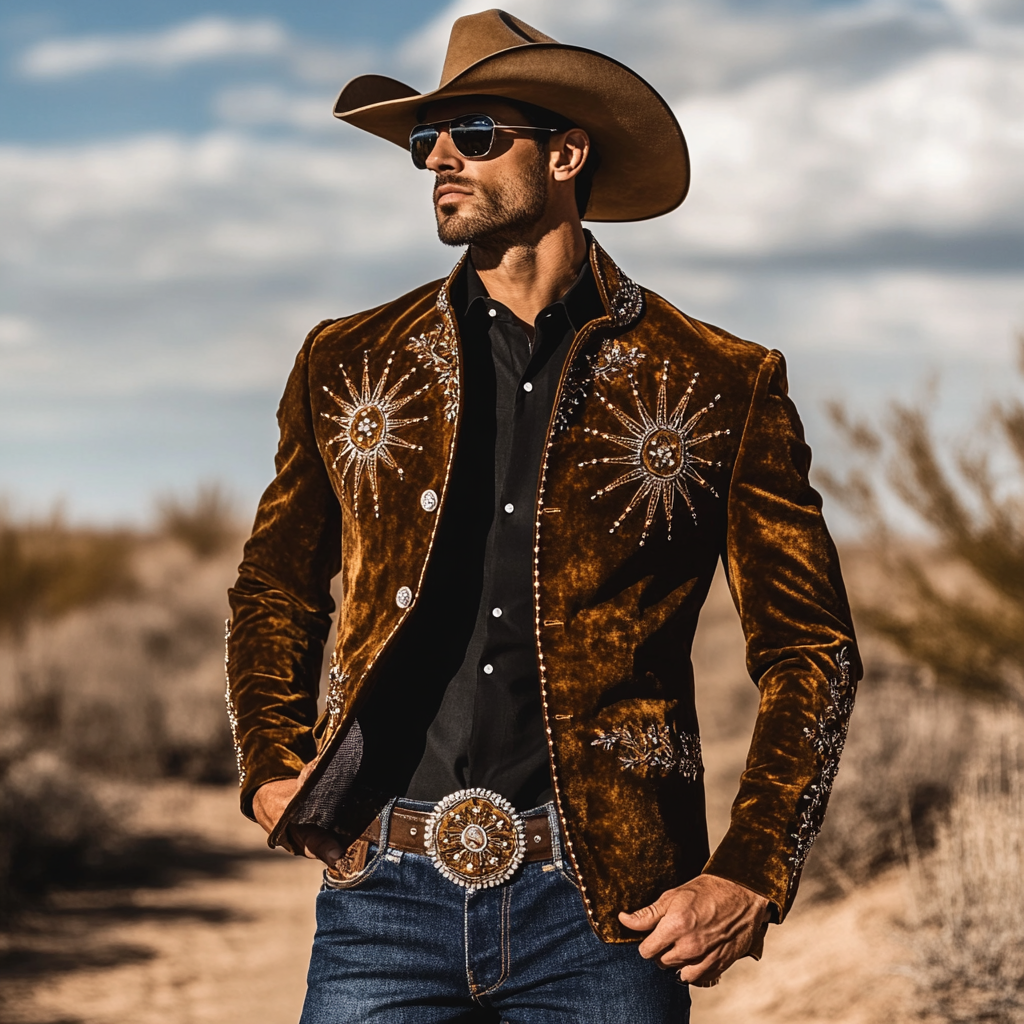 Men American Western Suit Outdoor Jacket Blazer