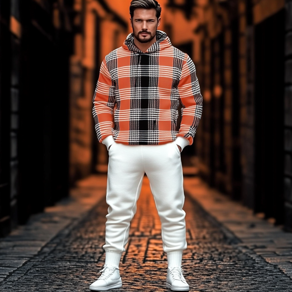 Men's  perfect fit casual  long sleeve sports suit hoodies jacket set two piece set