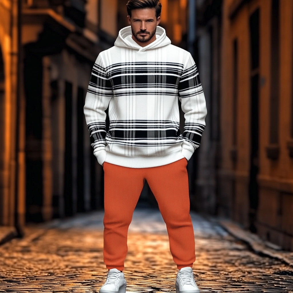 Men's  perfect fit casual  long sleeve sports suit hoodies jacket set two piece set