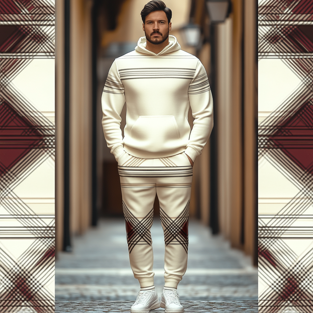 Men's  perfect fit casual  long sleeve sports suit hoodies jacket set two piece set