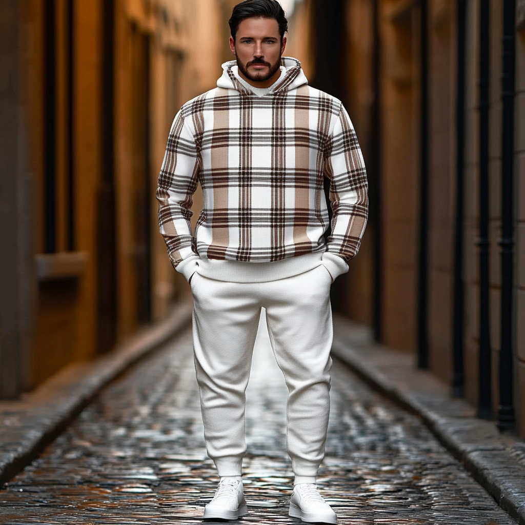 Men's  perfect fit casual  long sleeve sports suit hoodies jacket set two piece set